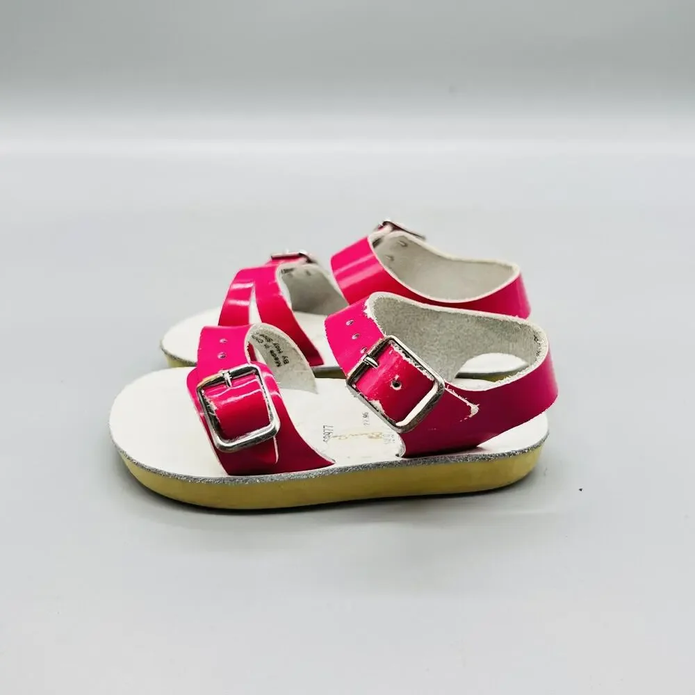 Sun-San by Salt Water Sandals Girl 3 Pink Patent Leather Surfer Buckle Strappy